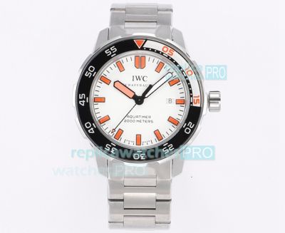 JVS Factory Replica IWC Aquatimer 2000 White & Orange Markers Dial Watch 44MM